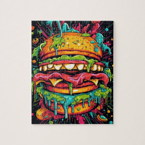 Delicious scary monster burger Jigsaw Puzzle  