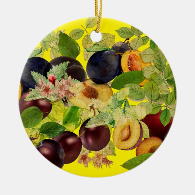 Delicious Serbian Plums Ceramic Ornament (Front)