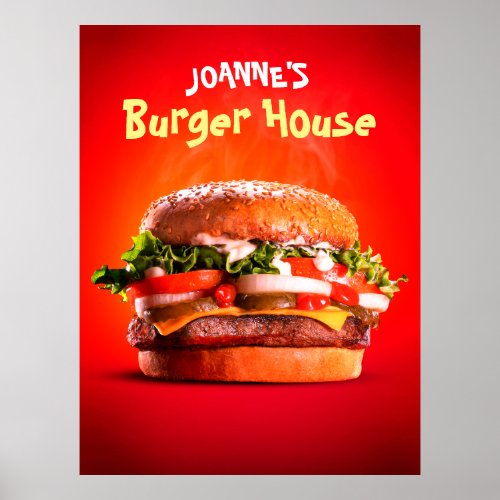 Delicious Steak Cheese Burger House Poster