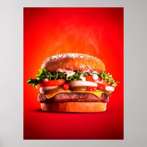 Delicious Steak Cheese Burger Poster