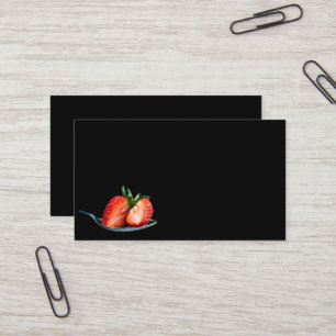 Delicious strawberries on a spoon business card
