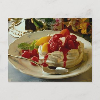 Delicious Strawberry  Raspberry  Peach Shortcake Postcard by inspirelove at Zazzle