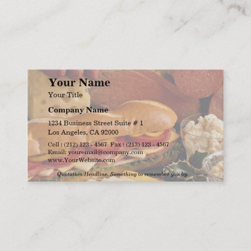 Delicious Submarine sandwich with meats and cheese Business Card Template