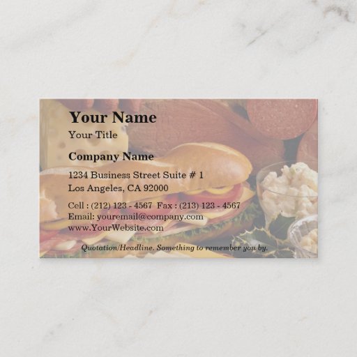 Customizable Delicious Submarine sandwich with meats and cheese Business Card Template