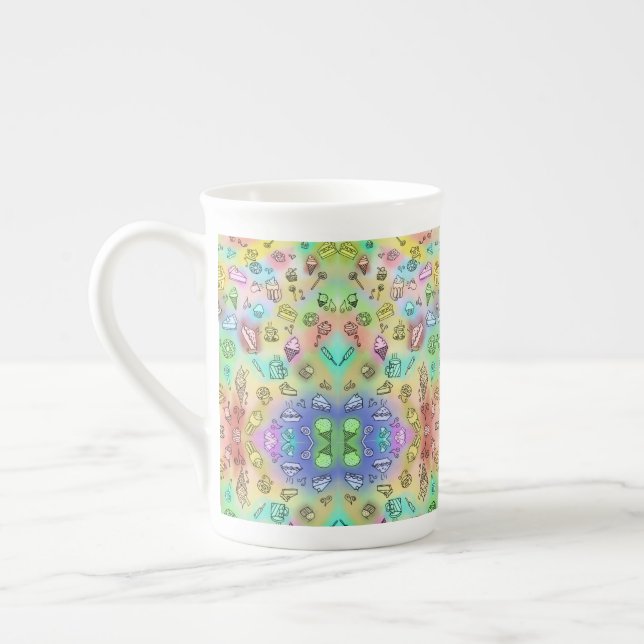 DELICIOUS SUMMER DESSERTS PATTERN BONE CHINA MUG (Left)
