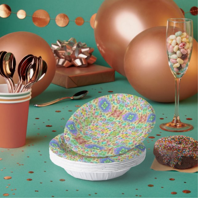 DELICIOUS SUMMER DESSERTS PATTERN PAPER BOWLS (Multi)