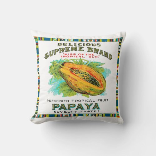 Delicious Supreme Papaya Preserved Tropical Fruit Throw Pillow