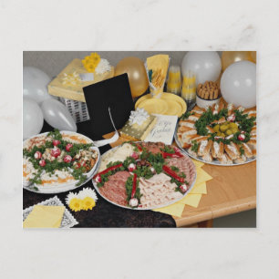 Delicious Three deli platters with balloons Postcard