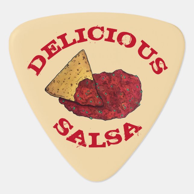 Delicious Tomato Salsa Tortilla Chips Illustration Guitar Pick (Front)