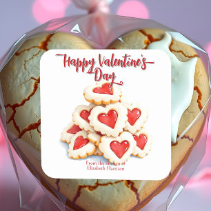 Delicious Valentine's Day Heart-Shaped Cookie Square Sticker