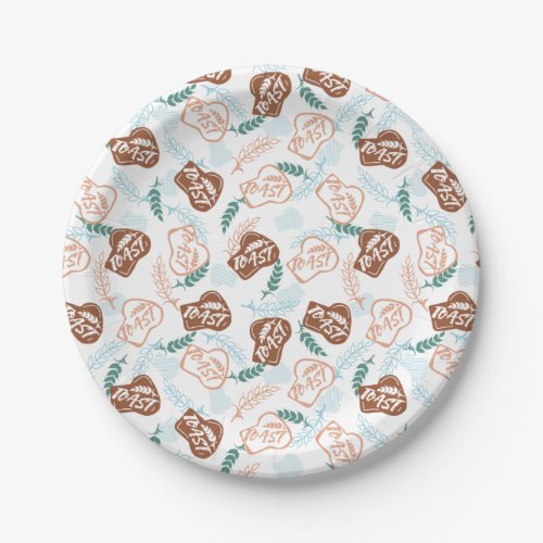 Delicious Wheat Bread Toast Pattern Paper Plates