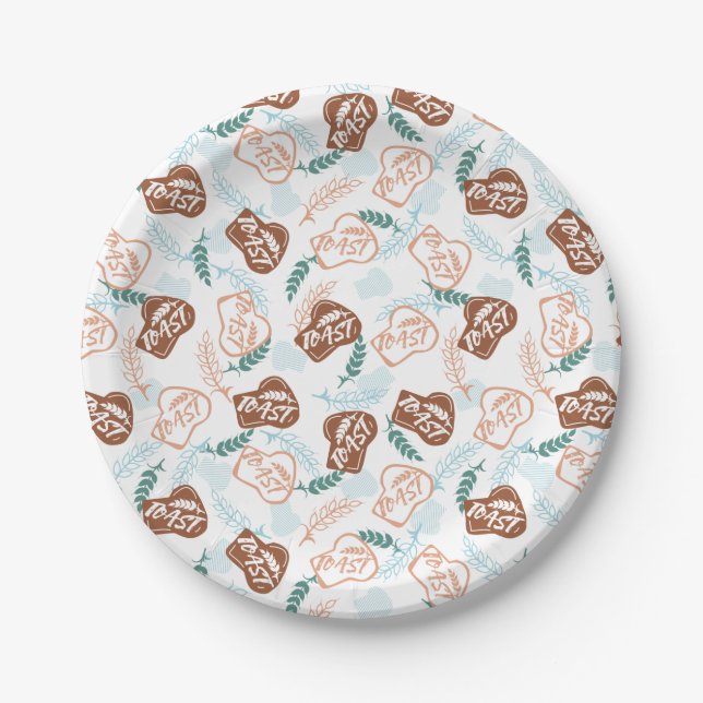 Delicious Wheat Bread Toast Pattern Paper Plates (Front)