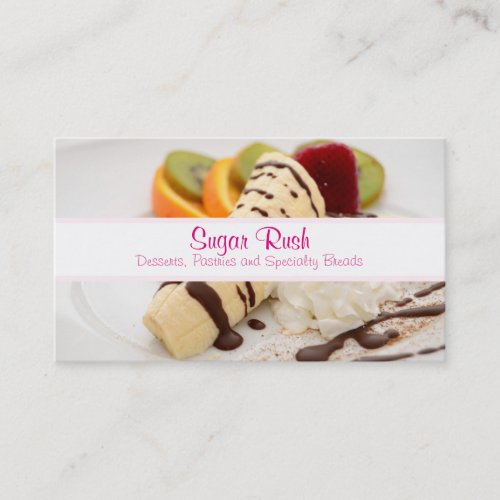 Delicious Whipped Cream and Banana Dessert Business Card