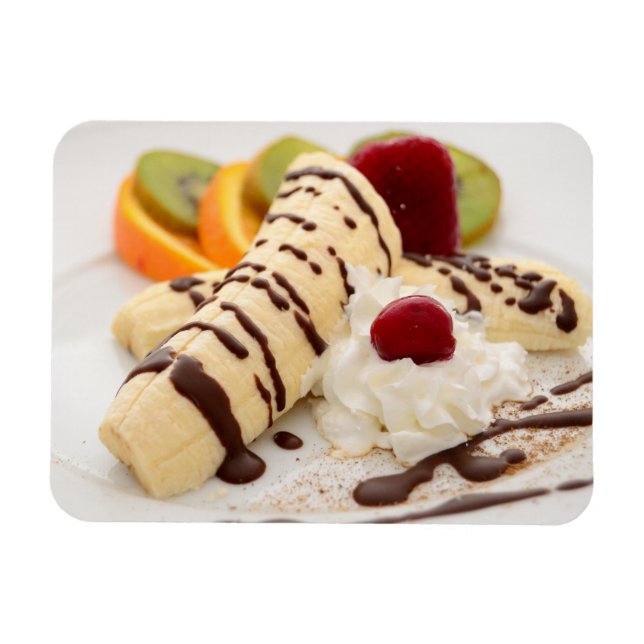 Delicious Whipped Cream and Banana Dessert Magnet (Horizontal)