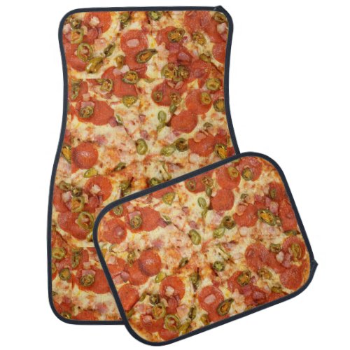 delicious whole pizza pepperoni jalapeno photo car mat