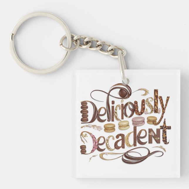 Deliciously Decadent Cakes & Chocolate Design Keychain (Front)