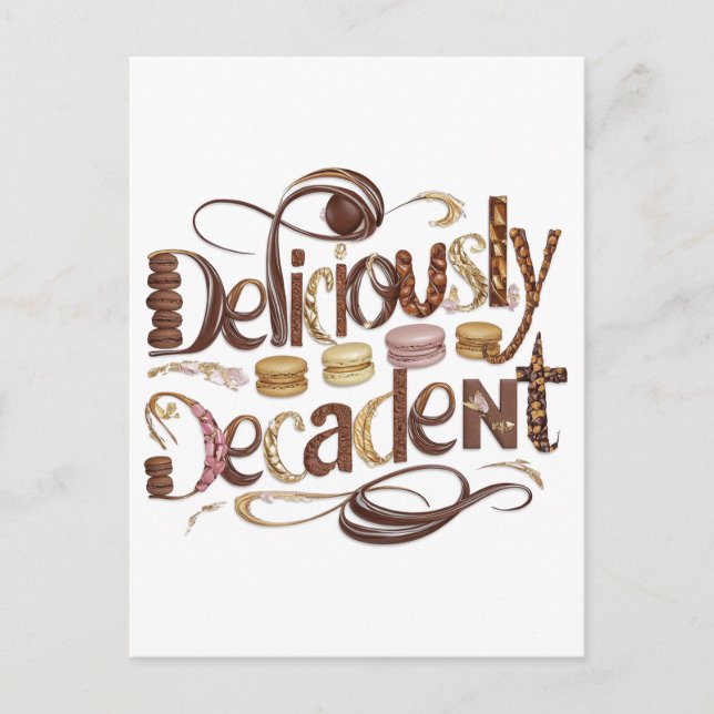 Deliciously Decadent Cakes & Chocolate Design Postcard (Front)
