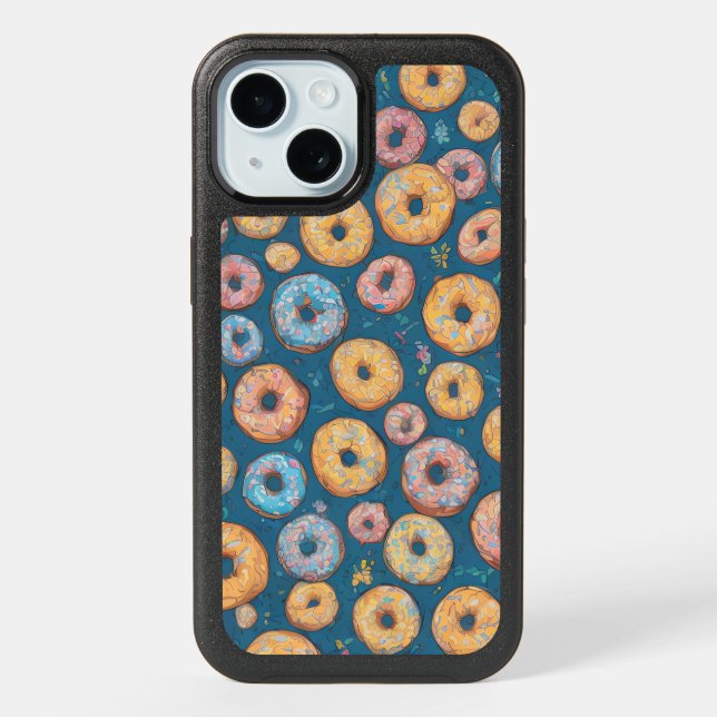 Delight Cartoonish Sprinkle Sweet Donut Pattern iPhone 15 Case (Back)