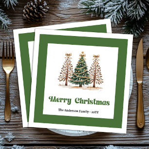 Delight Christmas Tree Leopard Print Dinner Napkin