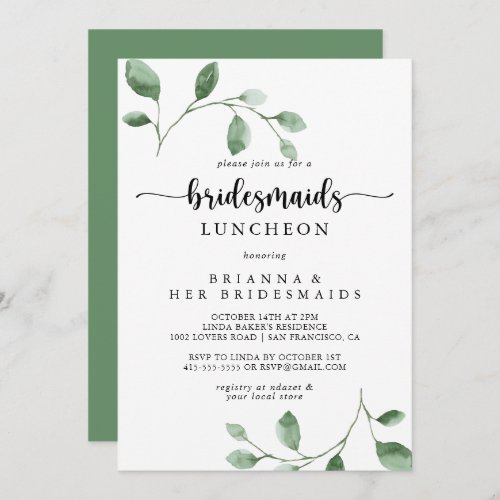 Delight Eucalyptus Bridesmaids Luncheon Shower   Invitation