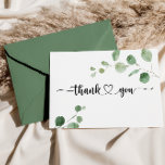 Delight Eucalyptus Flat Wedding Thank You Card<br><div class="desc">This delight eucalyptus flat wedding thank you card is perfect for a simple wedding. The design features watercolor hand-drawn elegant botanical eucalyptus branches and leaves. Personalize the inside of the card with your names, and a thank you message. Or, leave the thank you message section blank and hand write a...</div>