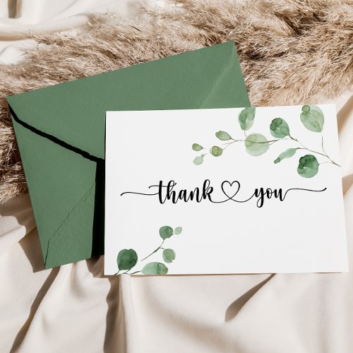 Delight Eucalyptus Flat Wedding Thank You Card