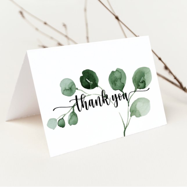 Delight Eucalyptus Folded Wedding Thank You Card (Creator Uploaded)