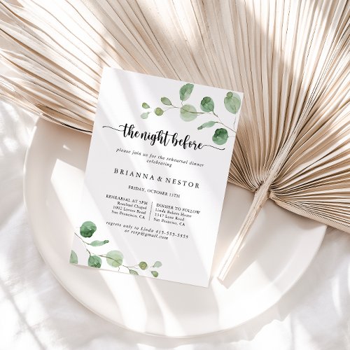 Delight Eucalyptus Night Before Rehearsal Dinner  Invitation