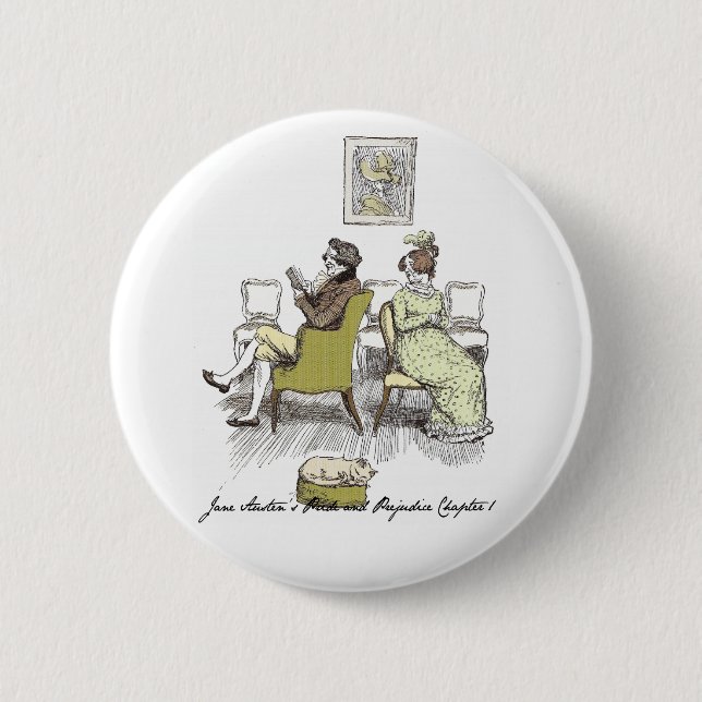 Delight in Vexing, Jane Austen Pride & Prejudice Button (Front)