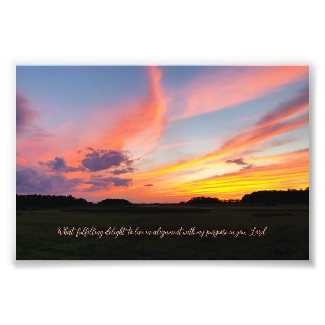 Delight Inspiring Quote Sunset Photography Photo Print (Front)