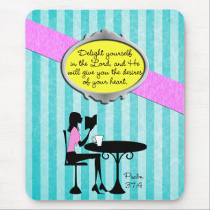 Delight Yourself in the Lord Psalm 37:4 Bible Teal Mouse Pad
