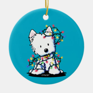 Delighted Westie Christmas KiniArt Ceramic Ornament
