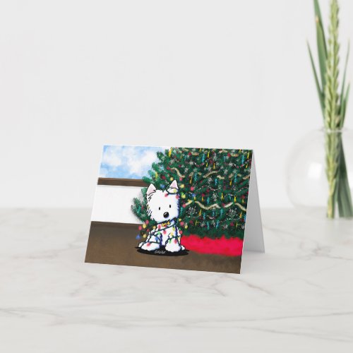 Delighted Westie Folded Christmas Card