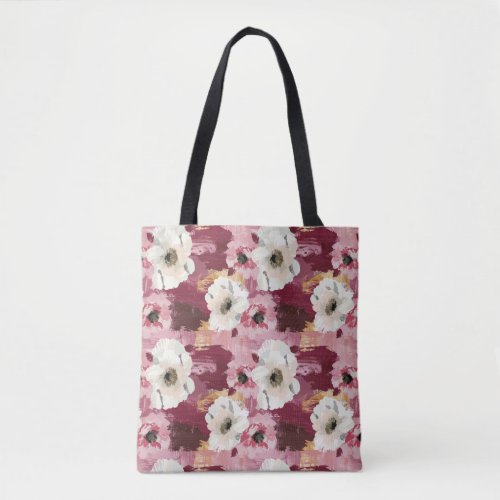 Delightful Abstract Watercolor Camellias Tote Bag