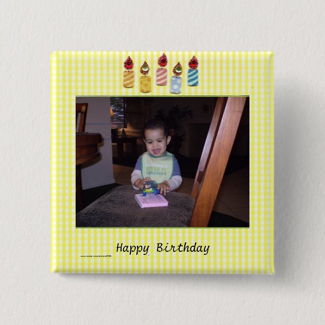 Delightful Birthday Photo Template Pinback Button (Front)