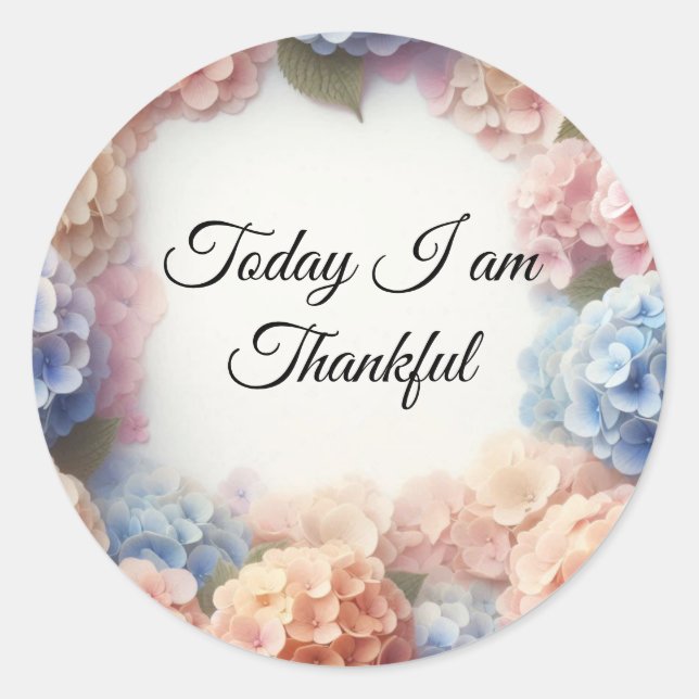 Delightful Blushing Hydrangea Thankfulness Sticker (Front)