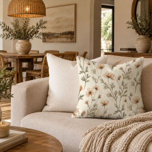 Delightful Boho Floral Garden Throw Pillow Decor