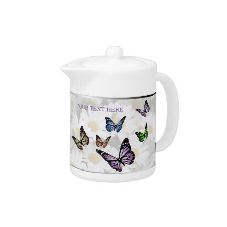 Delightful Butterflies & Daisies Porcelain Teapot