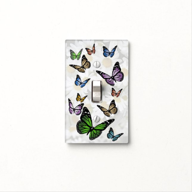 Delightful Butterfly and Daisy Light Switch Cover (In Situ)