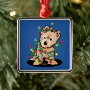 Delightful Christmas Norwich Terrier Metal Ornament
