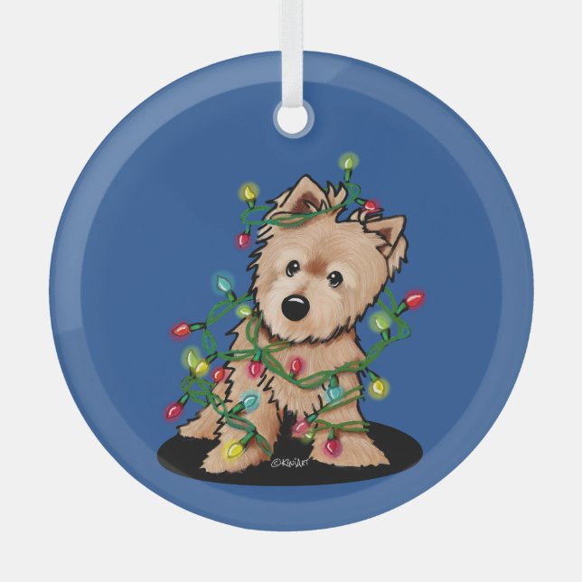 Delightful Christmas Norwich Terrier Sweatshirt Glass Ornament (Front)