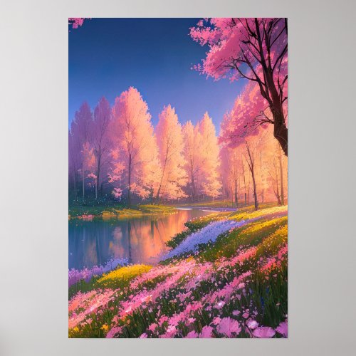 Delightful Colors Along the Riverbank Poster
