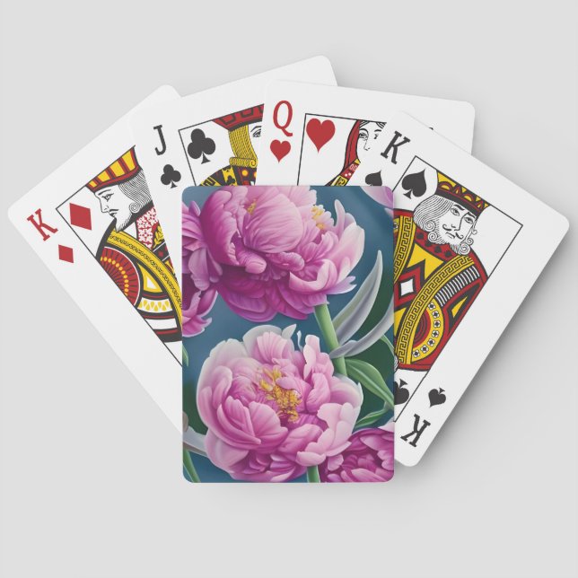 Delightful Country Garden Peonies Poker Cards (Back)
