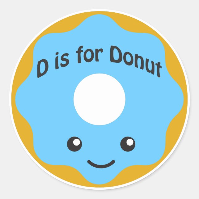 Delightful D is for Donut Classic Round Sticker (Front)