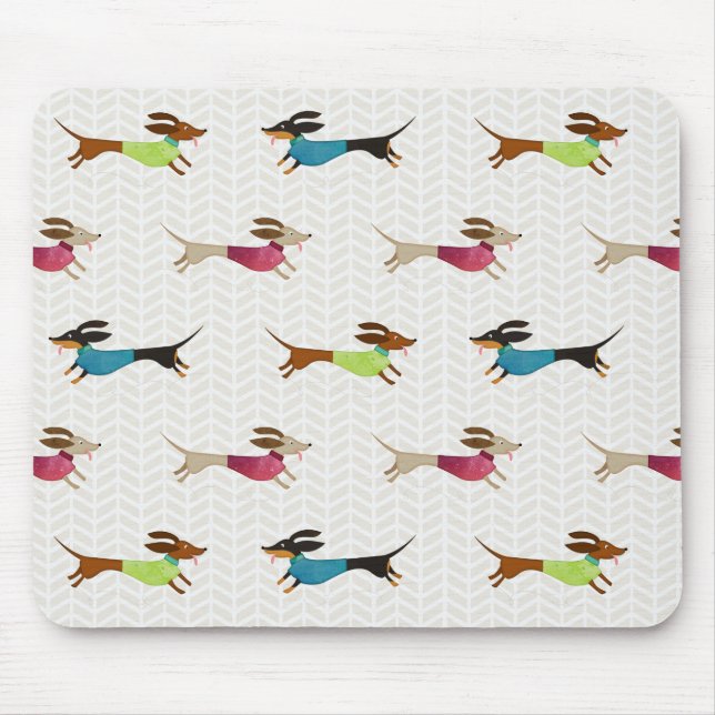 Delightful Dachshund Pattern Mouse Pad (Front)