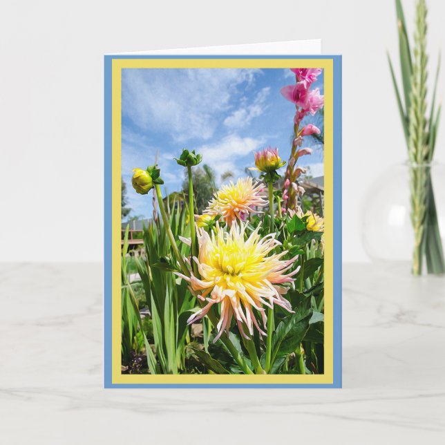 Delightful Dahlia Blank Greeting Card (Front)