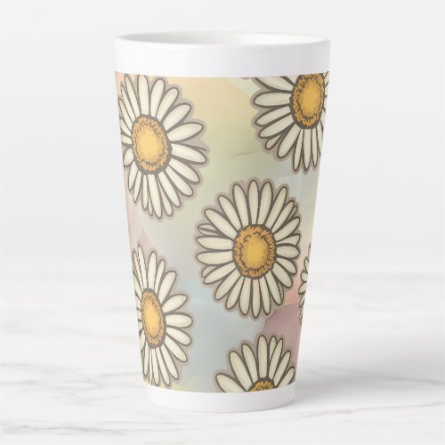 Delightful Daisy Pattern on Pastel Background Latte Mug