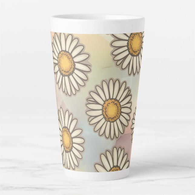 Delightful Daisy Pattern on Pastel Background Latte Mug (Front)