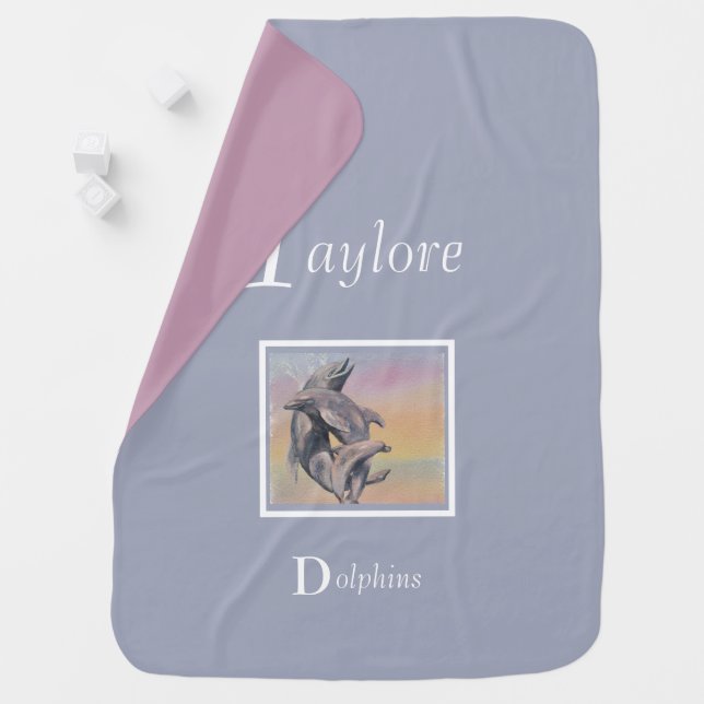 Delightful Dancing Dolphins Baby Blanket (In Situ)