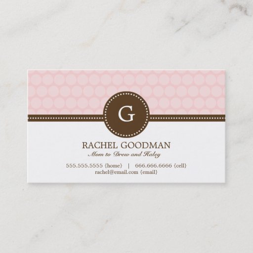 Customizable Delightful Dots Mommy Card / Personal Calling Card Business Card Templates